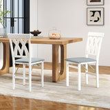Folding Wooden Dining Chair Set of 2 Faux Leather Upholstered Kitchen Armless Chairs