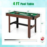 48 Inch Pool Wooden Game Table with Full Set of Ballsfor Kids and Adults