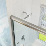 HOROW Bathroom Sliding Glass Door 59 Inch Brushed Nickel Frameless Shower Door Model BE5956-BN