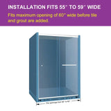 HOROW Bathroom Sliding Glass Door 59 Inch Brushed Nickel Frameless Shower Door Model BE5956-BN
