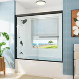 Frameless Sliding Shower Door 59 Inch Matte Black Shower Door Model BE5956-MB