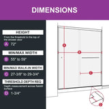 HOROW 59 Inch Glass Shower Door Sliding Chrome Shower Door Model BE5972-CH