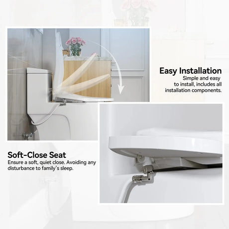 HOROW T0338W Elongated One Piece Toilet With Bidet Toilet Seat Model BT0338W