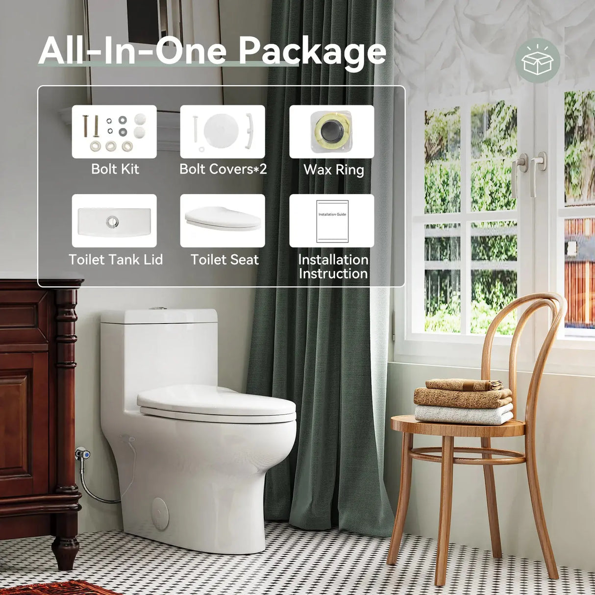 HOROW Dual Flush Toilet 12 Inch Rough In Toilet Model 76D