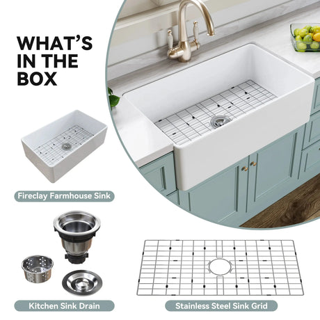 HOROW White Undermount Kitchen Sink 33 Inch Sink Model S3320W