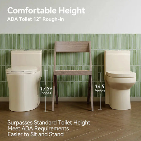 HOROW T0338WBC Biscuit Color One-Piece ADA Toilet