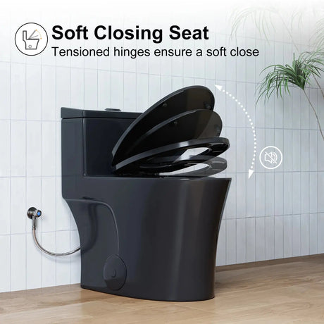 HOROW 10 Inch Rough In Toilet Black One Piece Toilet Model T0338B-10