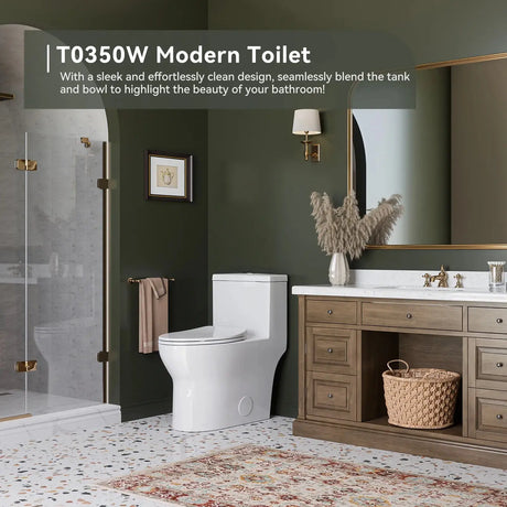 HOROW One Piece Toilet ADA Toilet Height 17.3 Inch Model T0350W