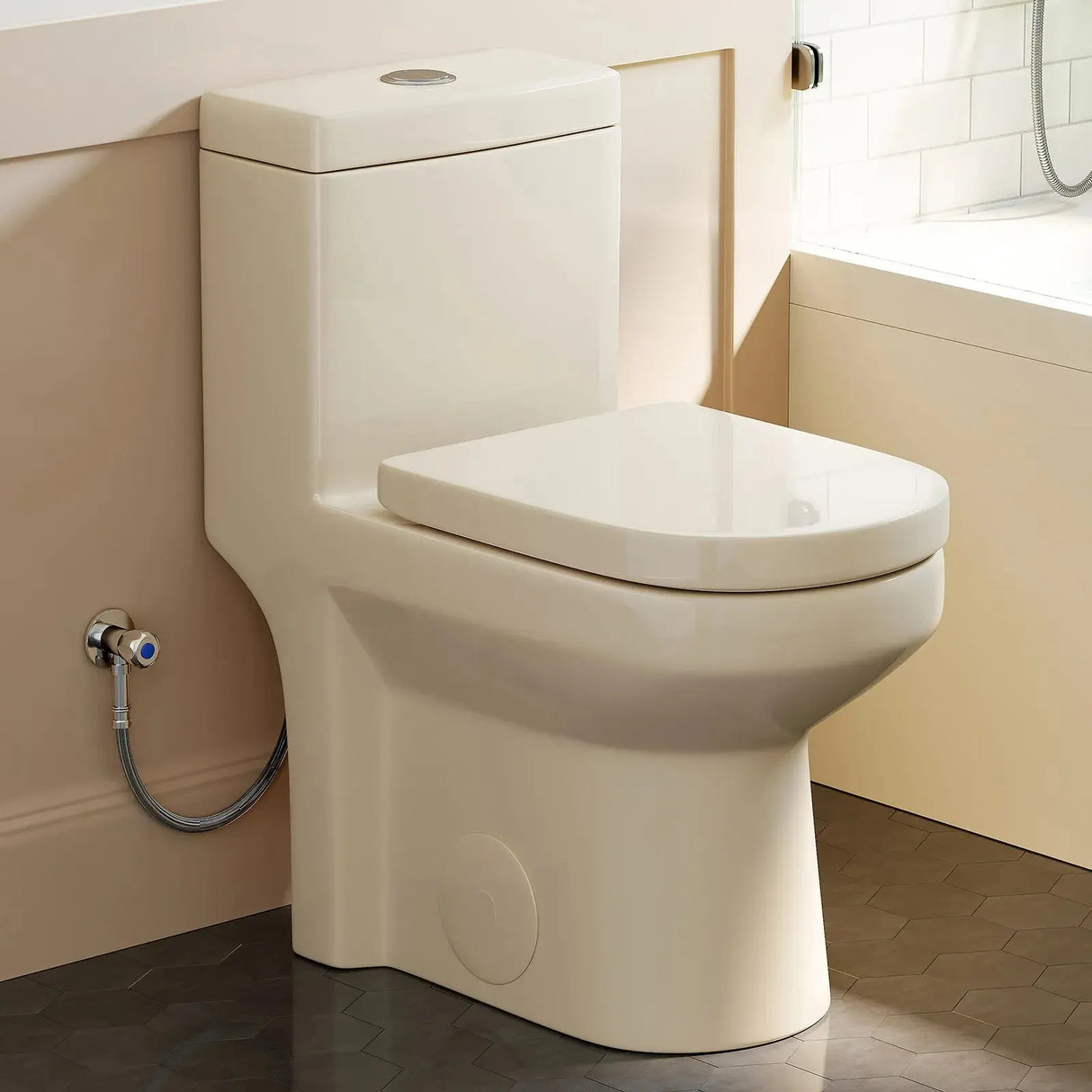 HOROW 8733BC Compact Biscuit Color Toilet with Dual Flush