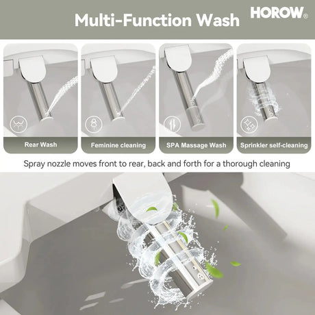 HOROW T0338W Elongated One Piece Toilet With Bidet Toilet Seat Model BT0338W