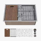 HOROW Best Workstation Sink Stainless Steel Farmhouse Sink 30 Inch Model HR-MS3019D-L