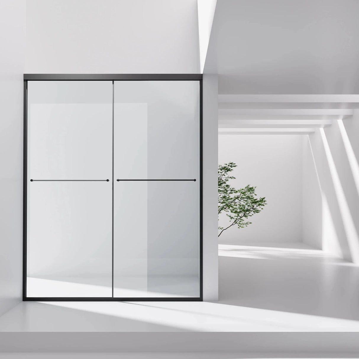 HOROW K2-MB Black Ultra-Narrow Frame Shower Door with Magnetic Catch