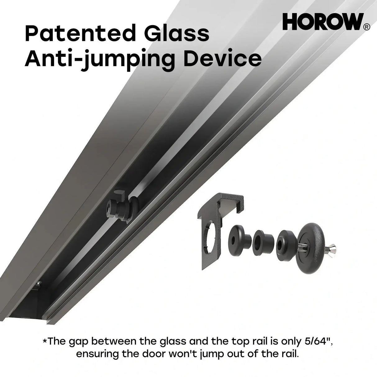HOROW K2-MB Black Ultra-Narrow Frame Shower Door with Magnetic Catch