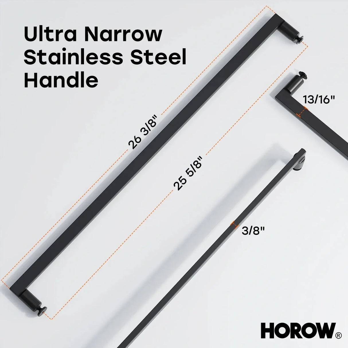 HOROW K2-MB Black Ultra-Narrow Frame Shower Door with Magnetic Catch