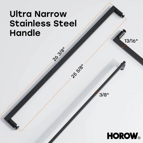 HOROW K2-MB Black Ultra-Narrow Frame Shower Door with Magnetic Catch