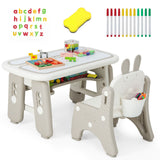 Kids Table and Chair Set with Flip-Top Bookshelf