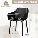 Modern Plastic Dining Chairs Set of 2 Kitchen Armchairs with Breathable Mesh Backres-Black