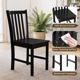 Rustic Dining Chairs Set of 2 Wooden Kitchen Chairs with Slat Tilt Backrest