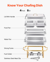 Stainless Steel Chafer Set with 2 Full Size and 4 Half Size Pans
