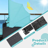 Retractable Canopy Rattan Daybed with Cushions