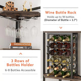 Corner Wine Rack with Glass Holder and Storage Shelves