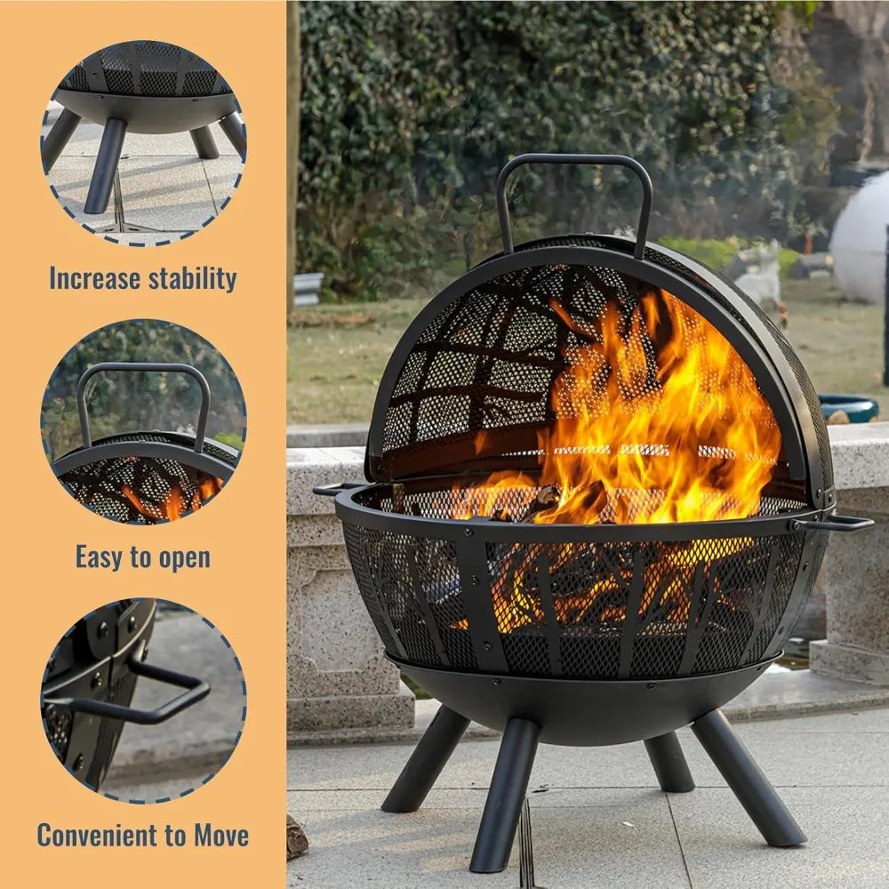 Wood Burning Fire Pit with BBQ Grill