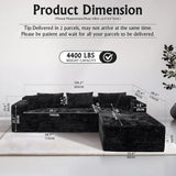 Black Corduroy L-Shaped Sectional Cloud Sofa