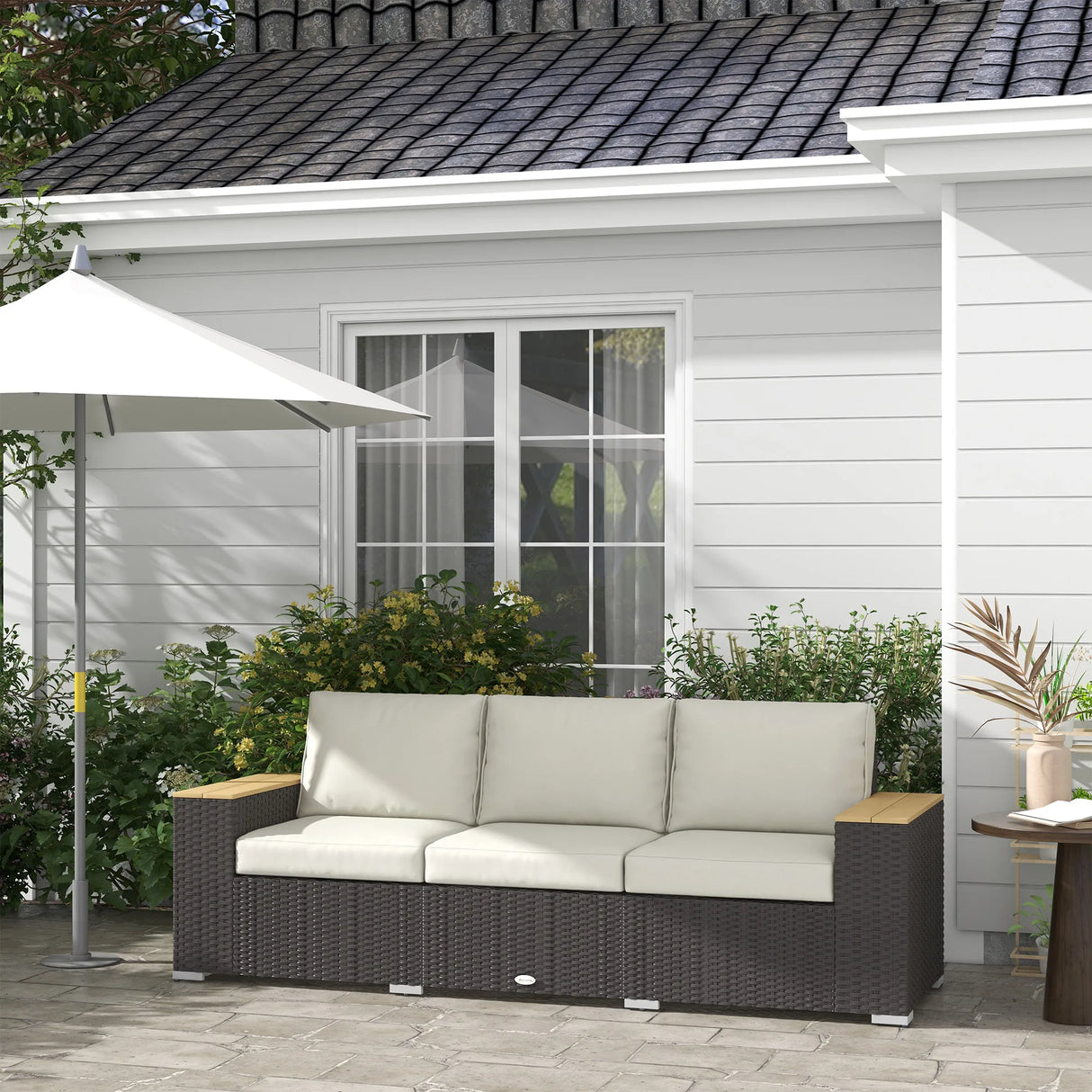3-Seater Outdoor Patio Sofa with Cushions