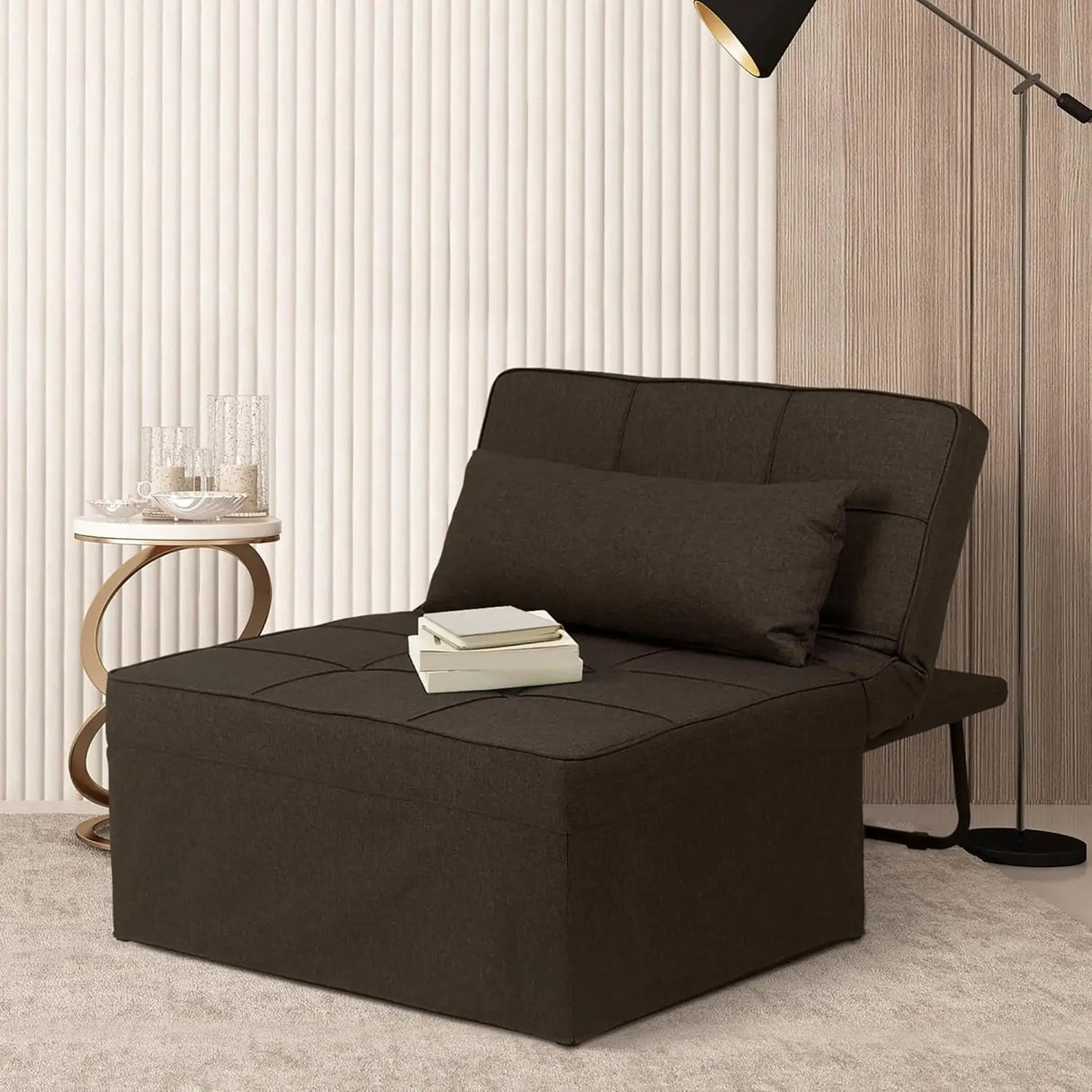 Convertible Sofa Bed,4-in-1 Multi-Functional Futon Chair Bed, Folding & No Installation Sofa Couch with Adjustable Backrest