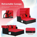 Outdoor Hand-Woven PE Wicker Daybed with Retractable Canopy