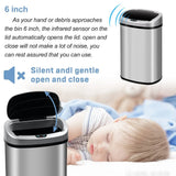 13 Gallon 50 Liter Kitchen Trash Can with Touch-Free & Motion Sensor