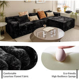 Black Corduroy L-Shaped Sectional Cloud Sofa