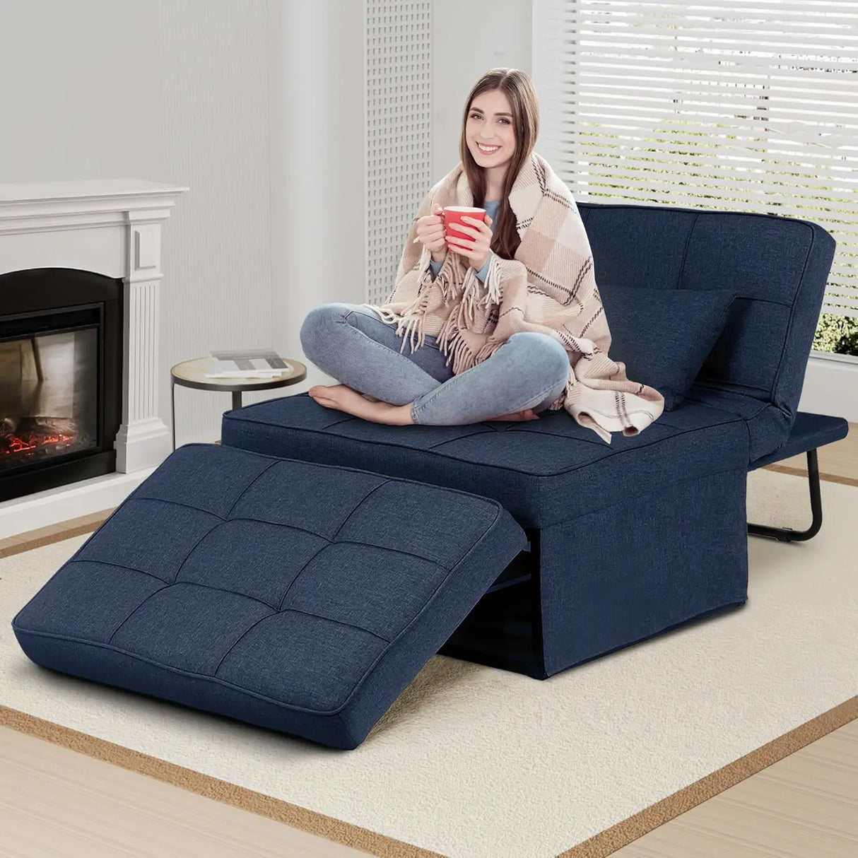 Convertible Sofa Bed,4-in-1 Multi-Functional Futon Chair Bed, Folding & No Installation Sofa Couch with Adjustable Backrest