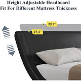 Low Profile Queen Size Bed Frame with Ergonomic & Adjustable Headboard