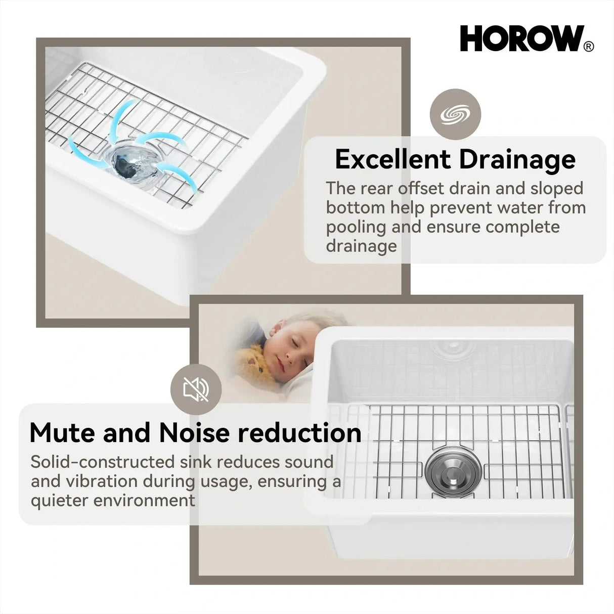24 Inch Kitchen Sink with Dual Mount and Stain Resistant Model S2419W