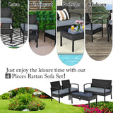 Black 4pcs Outdoor Patio Set with Cushions