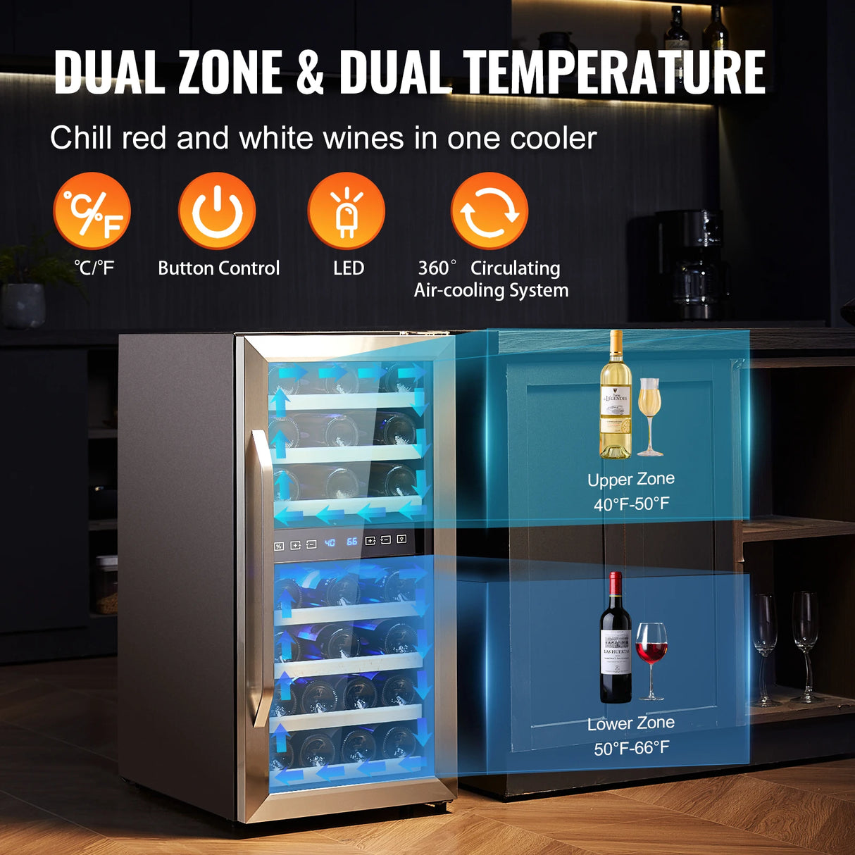 Wine Cooler Dual Zone Temperature