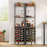 Corner Wine Rack with Glass Holder and Storage Shelves