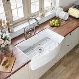 HOROW White Kitchen Sink Ceramic Porcelain Fireclay Single Bowl Model HR-S3318R
