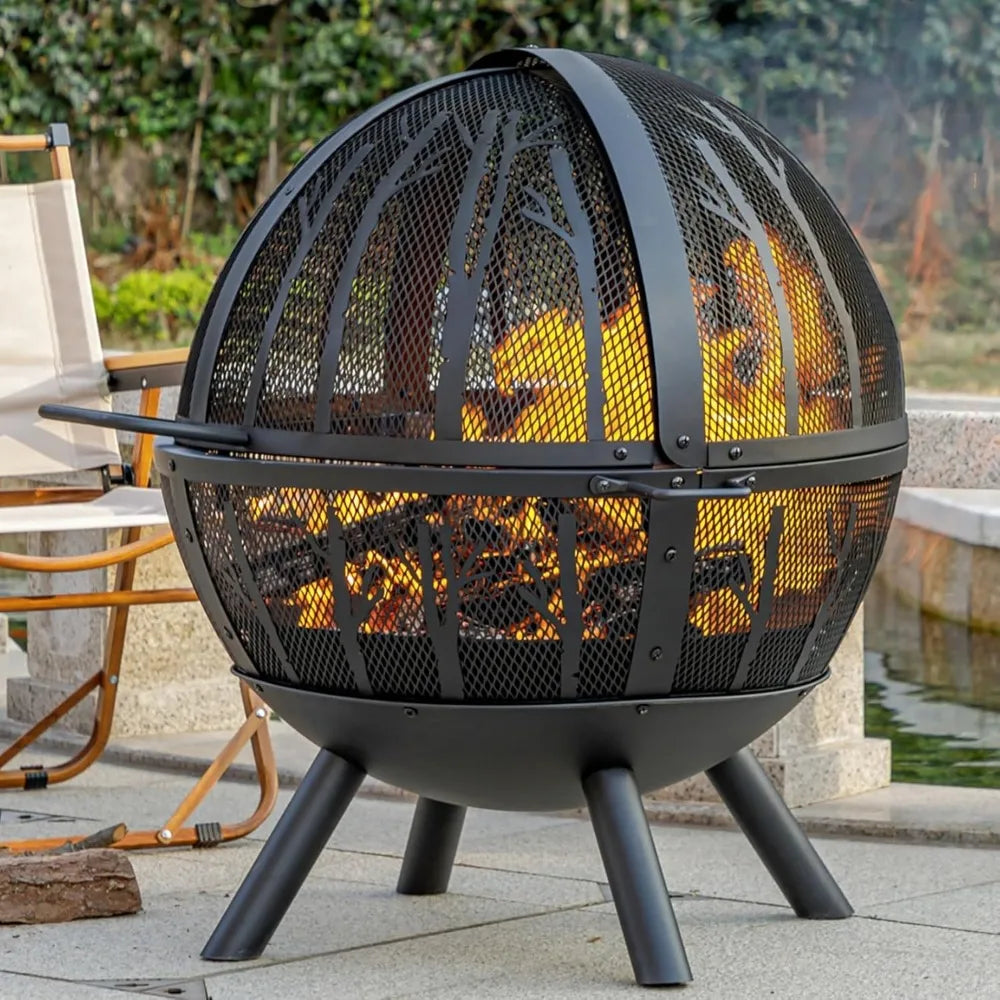Wood Burning Fire Pit with BBQ Grill
