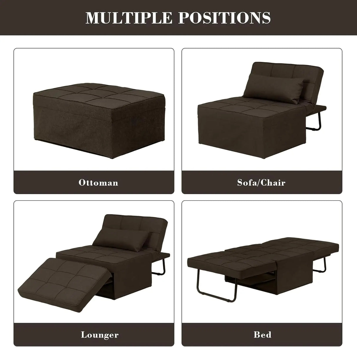 Convertible Sofa Bed,4-in-1 Multi-Functional Futon Chair Bed, Folding & No Installation Sofa Couch with Adjustable Backrest