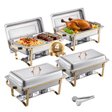 Stainless Steel Chafer Set with 2 Full Size and 4 Half Size Pans