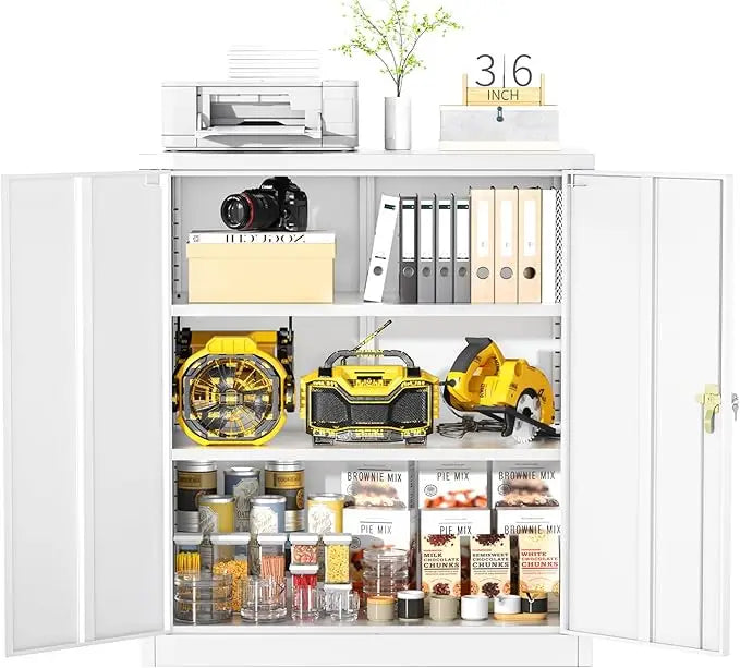 Lockable Metal Storage Cabinet with Wheels