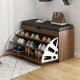 Entryway Shoe Bench with 3-Tier Rack