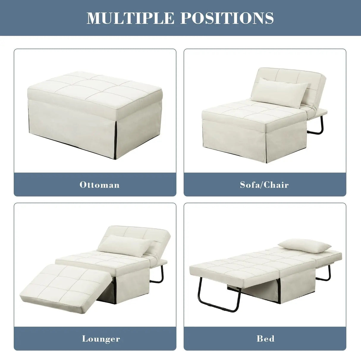 Convertible Sofa Bed,4-in-1 Multi-Functional Futon Chair Bed, Folding & No Installation Sofa Couch with Adjustable Backrest