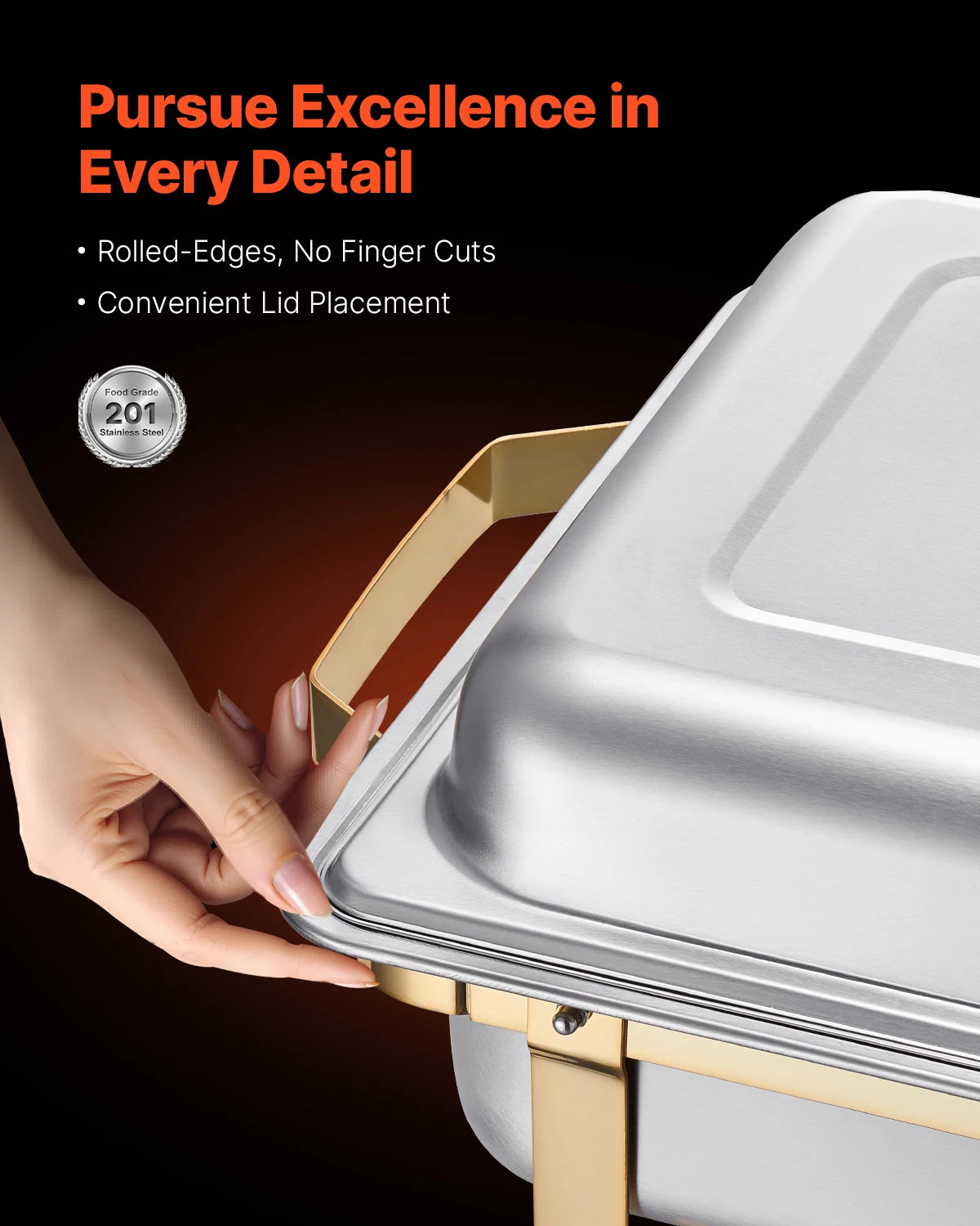 Stainless Steel Chafer Set with 2 Full Size and 4 Half Size Pans