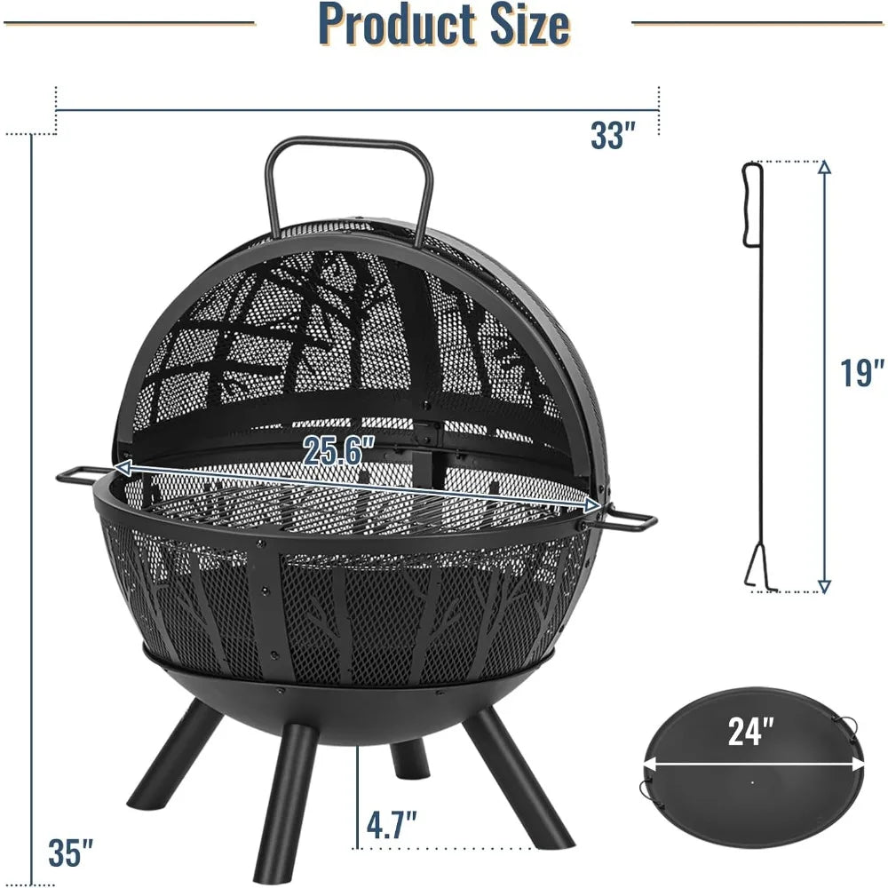 Wood Burning Fire Pit with BBQ Grill