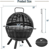 Wood Burning Fire Pit with BBQ Grill