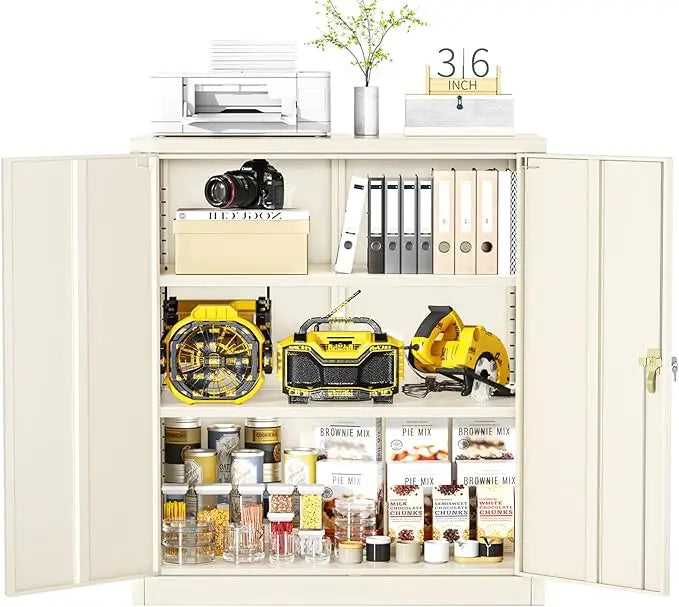 Lockable Metal Storage Cabinet with Wheels