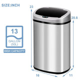 13 Gallon 50 Liter Kitchen Trash Can with Touch-Free & Motion Sensor